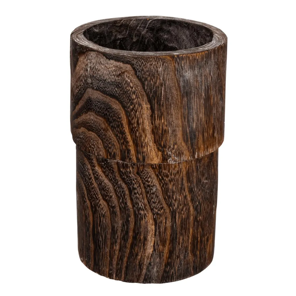 DecoWoerner Decoración Natural|Macetas Y Artículos De Decoración>Jarrón De Madera 28,50 Cm Oscuro