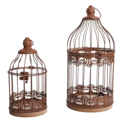 DecoWoerner Decoración De Primavera>Jaulas Decorativas Para Pájaros De Aspecto Oxidado 11 X 24 Cm Y 14,50 X 35 Cm