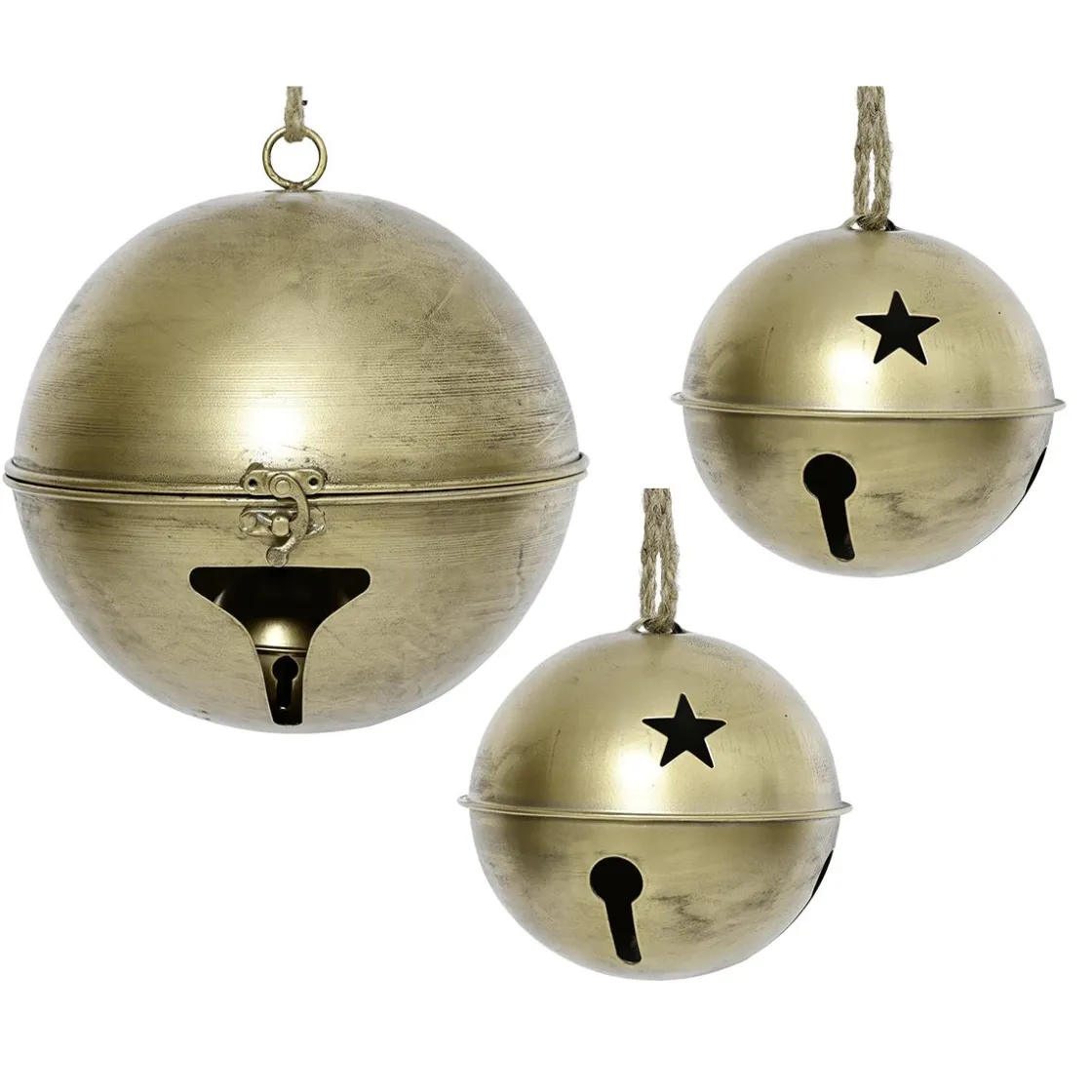 DecoWoerner Decoración Temática|Figuras De Navidad>Juego De 3 Campanas Decorativas De Hierro