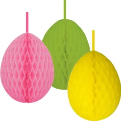 DecoWoerner Decoración De Pascua>Juego De 3 Huevos De Papel De Nido De Abeja