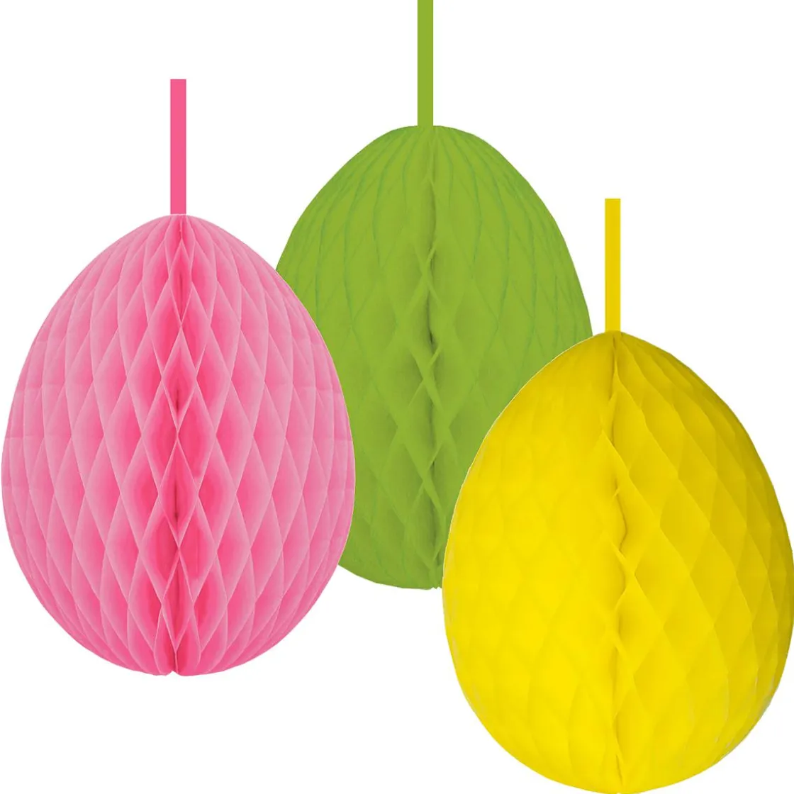 DecoWoerner Decoración De Pascua>Juego De 3 Huevos De Papel De Nido De Abeja