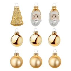 DecoWoerner Bolas De Navidad>Juego De Bolas De Cristal De Navidad 9 Piezas Doradas En Caja