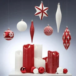 DecoWoerner Bolas De Navidad>Juego De Bolas De Navidad XXL Blanco 3 - 14 Cm De Largo Y 3 - 6 Cm De Diámetro Con Percha Metálica