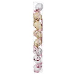 DecoWoerner Decoración De Pascua>Juego De Huevos De Pascua De Espuma Para Colgar, Con Dibujo De Flores Y Lazo 8pcs.