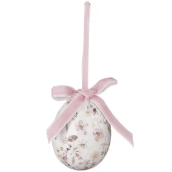 DecoWoerner Decoración De Pascua>Juego De Huevos De Pascua De Espuma Para Colgar, Con Dibujo De Flores Y Lazo 8pcs.