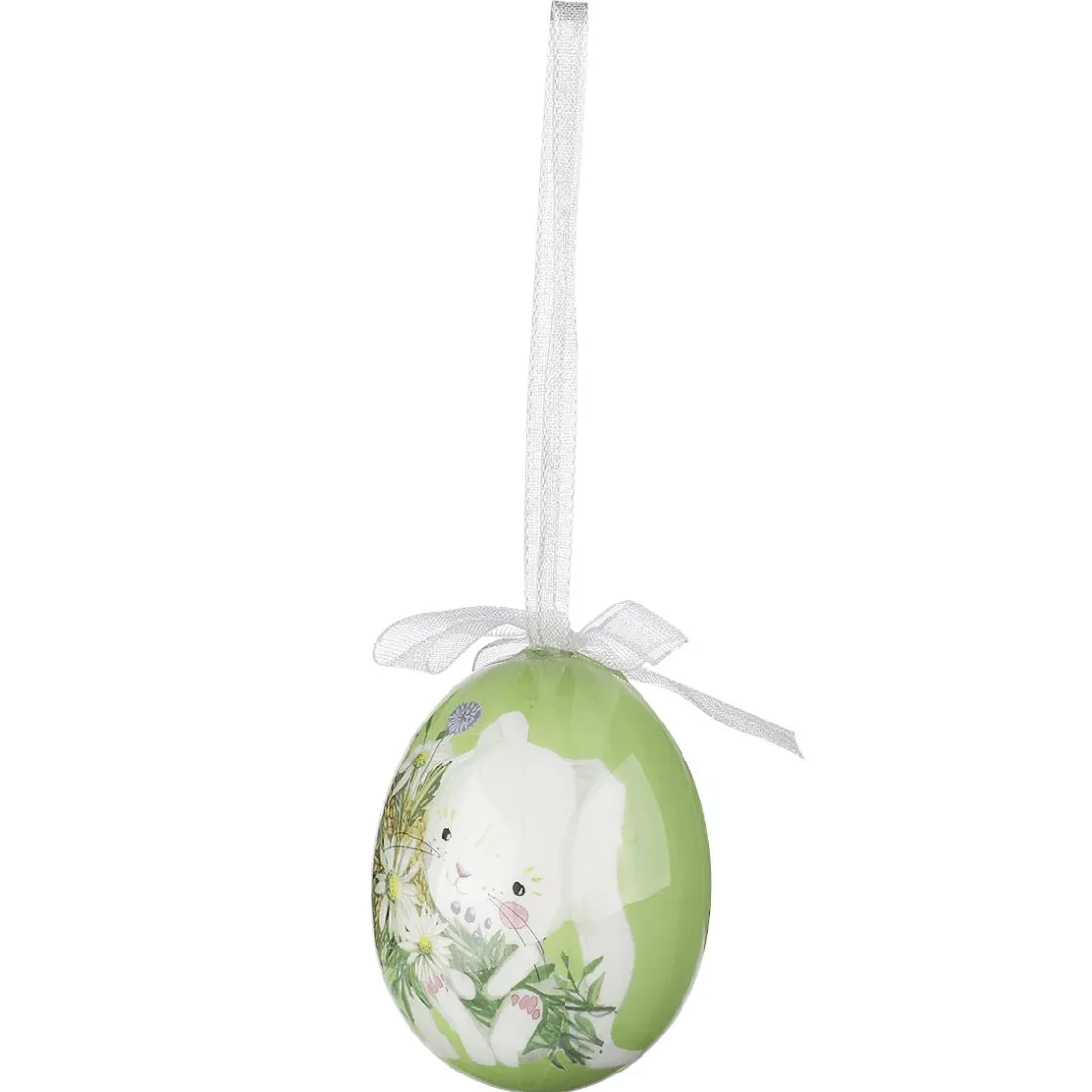 DecoWoerner Decoración De Pascua>Juego De Huevos De Pascua De Espuma Para Colgar, Amarillo Con Dibujo De Conejo Y Lazo 8pcs.
