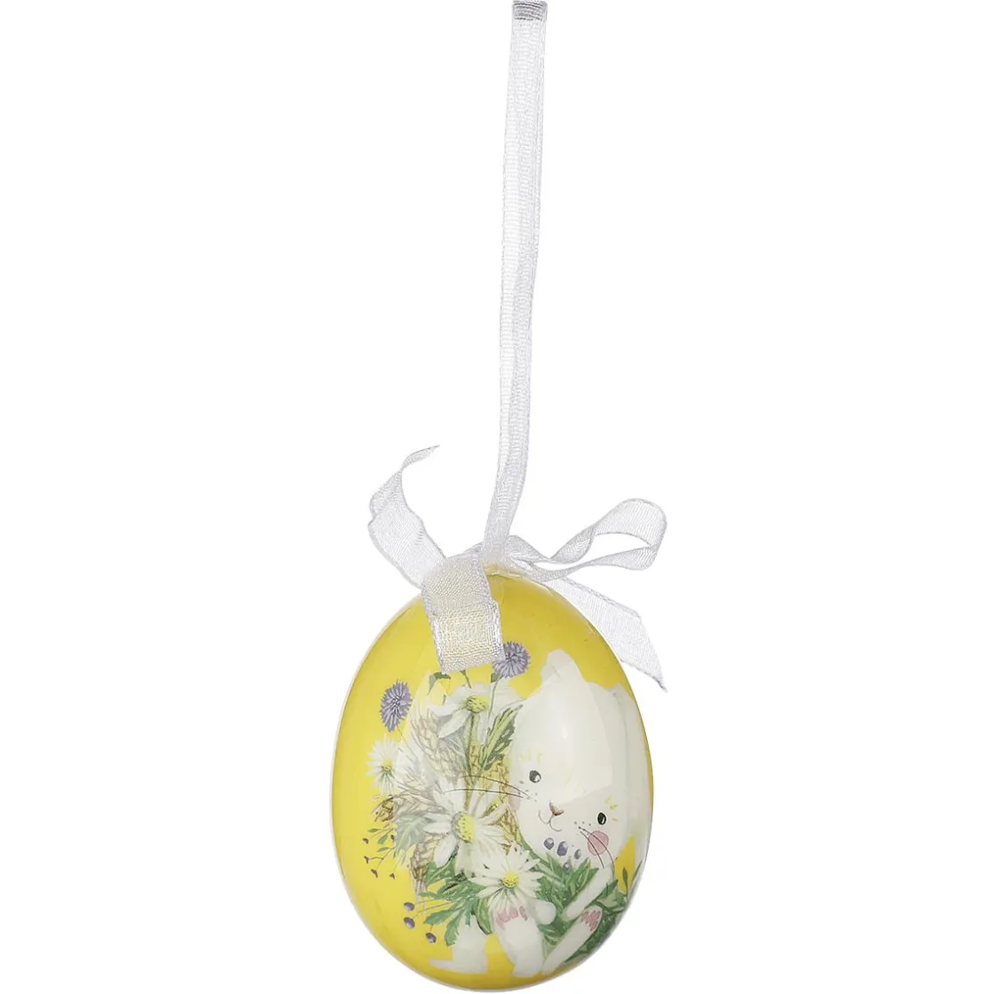 DecoWoerner Decoración De Pascua>Juego De Huevos De Pascua De Espuma Para Colgar, Amarillo Con Dibujo De Conejo Y Lazo 8pcs.