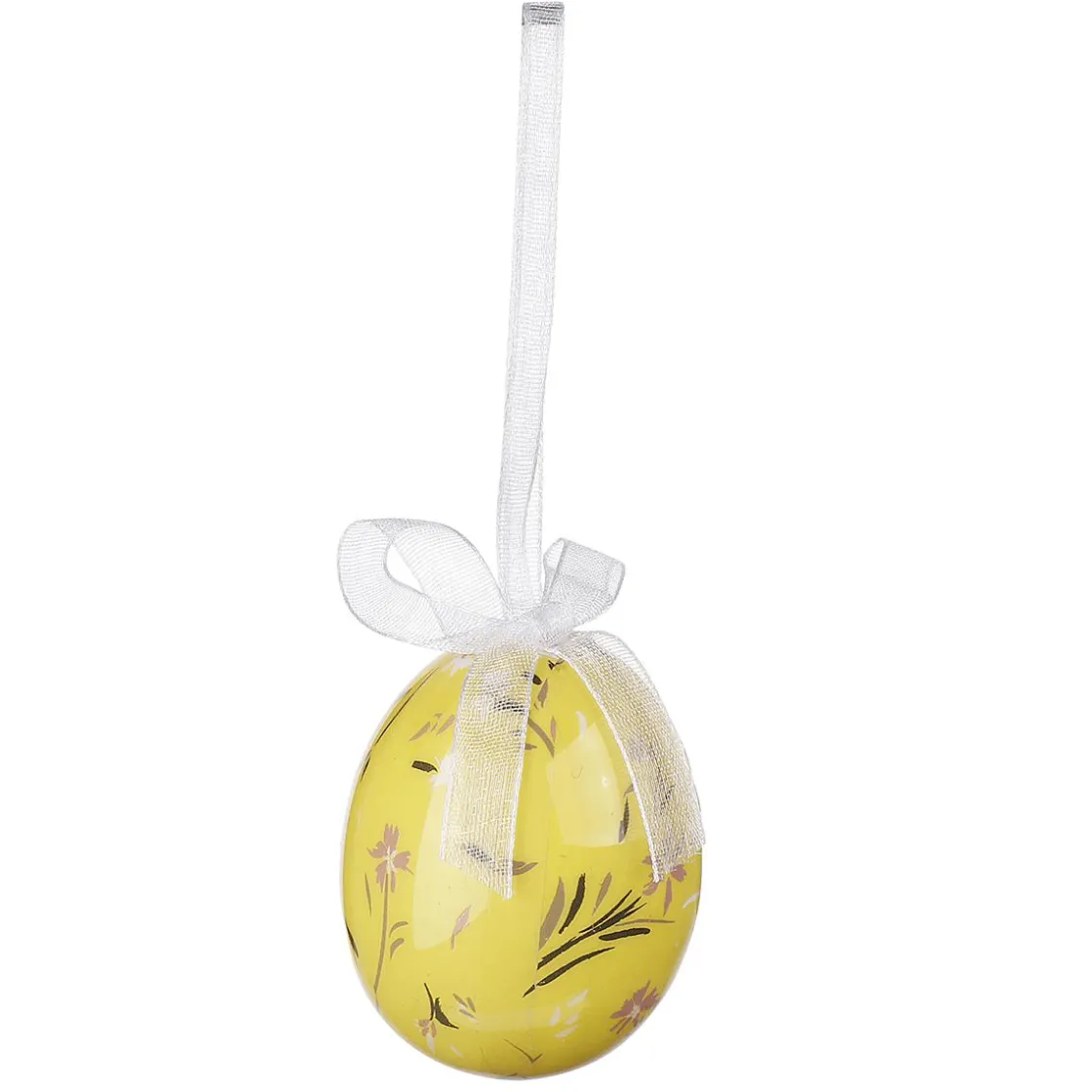 DecoWoerner Decoración De Pascua>Juego De Huevos De Pascua De Espuma Para Colgar, Amarillo Con Dibujo De Conejo Y Lazo 8pcs.