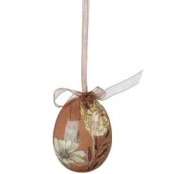 DecoWoerner Decoración De Pascua>Juego De Huevos De Pascua, 5cm Y Marrón Con Patrón De Flores Y Lazo 8pcs.
