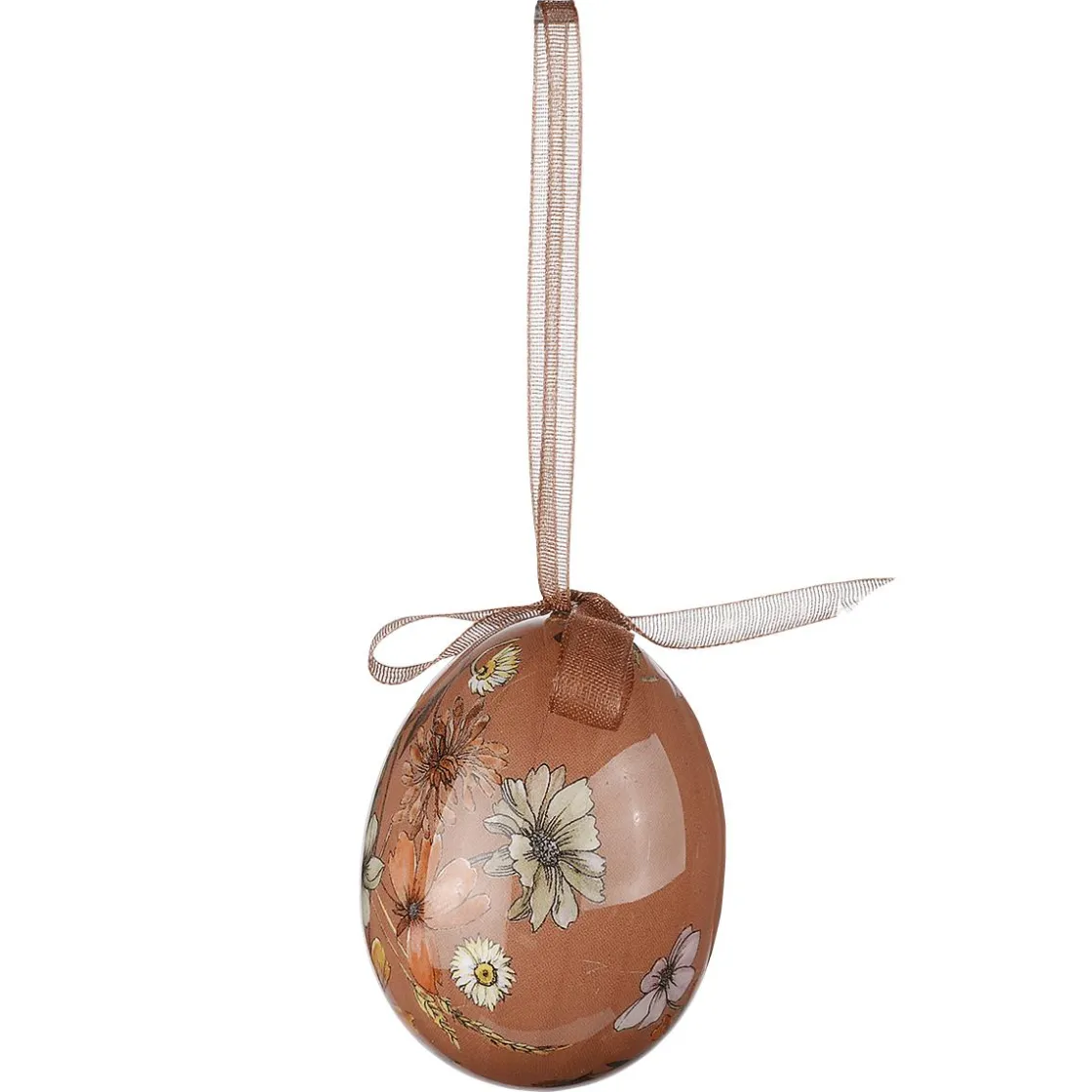 DecoWoerner Decoración De Pascua>Juego De Huevos De Pascua, 5cm Y Marrón Con Patrón De Flores Y Lazo 8pcs.