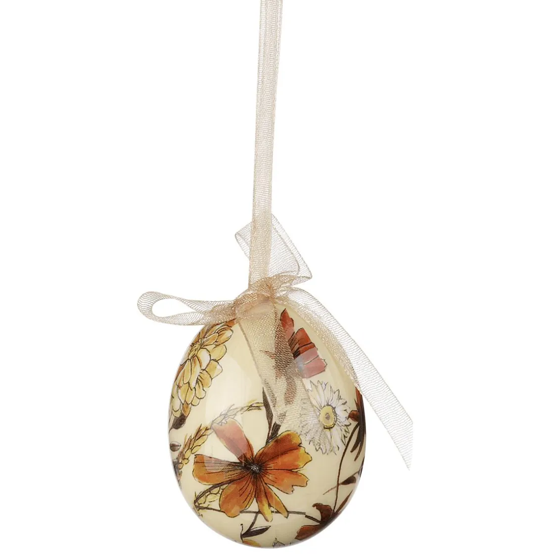 DecoWoerner Decoración De Pascua>Juego De Huevos De Pascua, 5cm Y Marrón Con Patrón De Flores Y Lazo 8pcs.