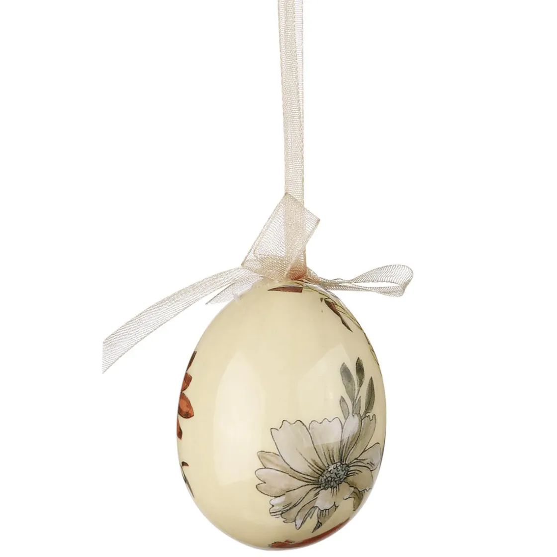 DecoWoerner Decoración De Pascua>Juego De Huevos De Pascua, 5cm Y Marrón Con Patrón De Flores Y Lazo 8pcs.
