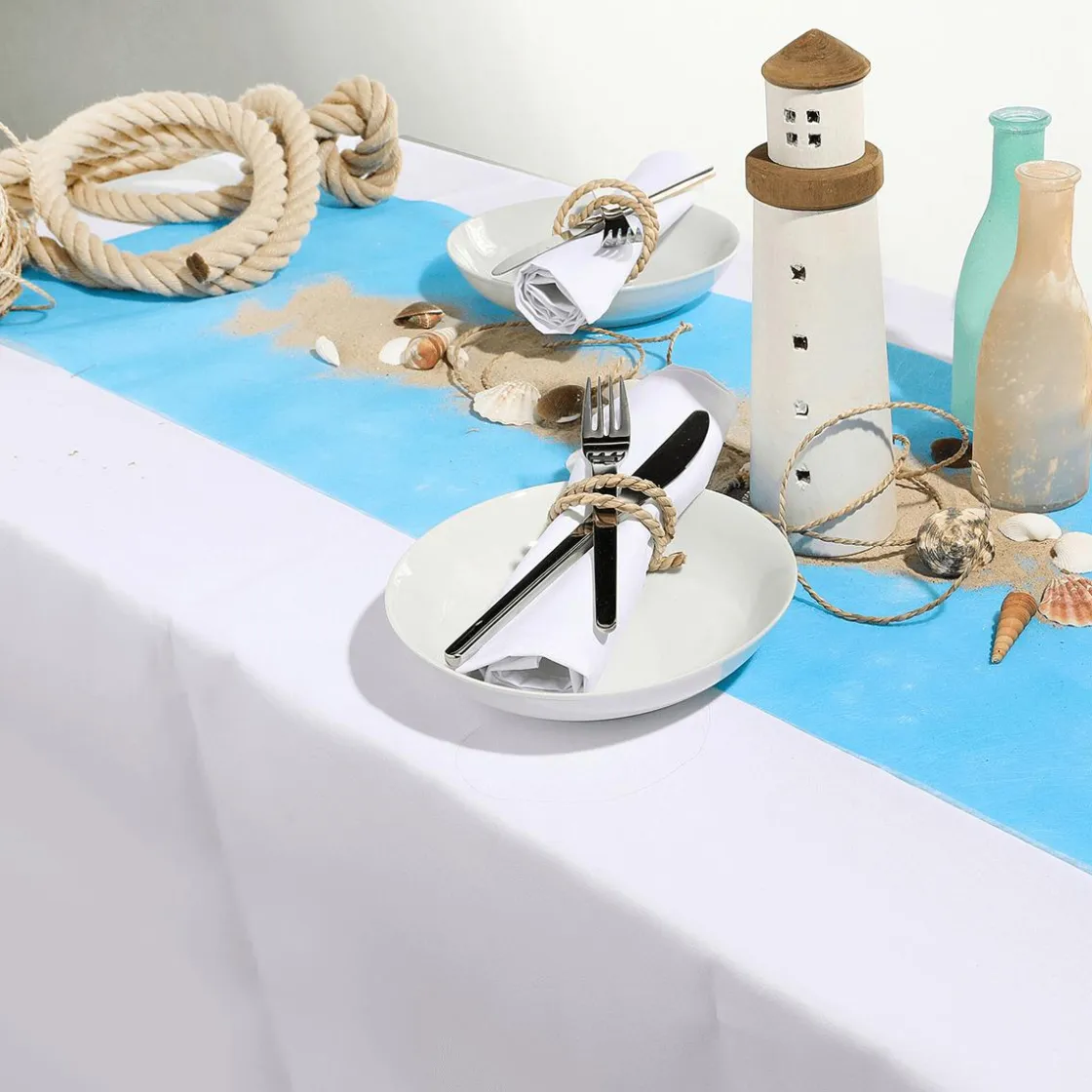 DecoWoerner Decoración De Verano|Macetas Y Artículos De Decoración>Juego De Jarrones De Vidrio De 18 Cm De Alto, 4 Piezas, Azul/beige