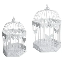 DecoWoerner Decoración De Primavera>Juego De Jaulas Decorativas Para Pájaros 2 Unidades 48x26x23 Cm / 41x21x18 Cm
