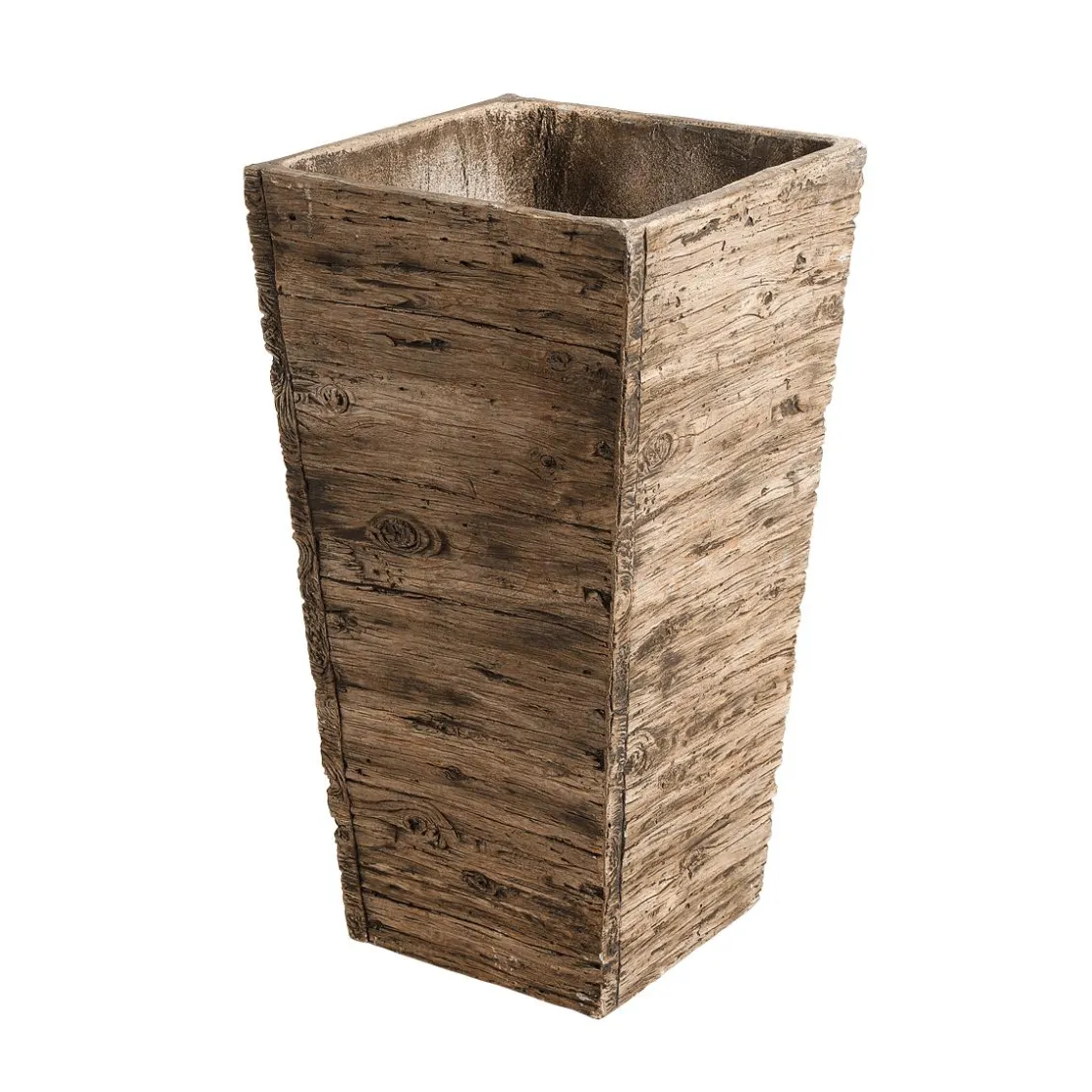 DecoWoerner Macetas Y Artículos De Decoración>Juego De Macetas De Fibra De Vidrio , Aspecto De Madera 50, 65, 75 Cm De Altura