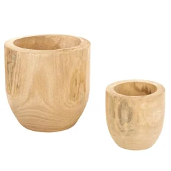 DecoWoerner Decoración Natural|Macetas Y Artículos De Decoración>Juego De Macetas De Madera De 16 A 26 Cm De Altura 2 Piezas