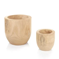 DecoWoerner Decoración Natural|Macetas Y Artículos De Decoración>Juego De Macetas De Madera De 16 A 26 Cm De Altura 2 Piezas