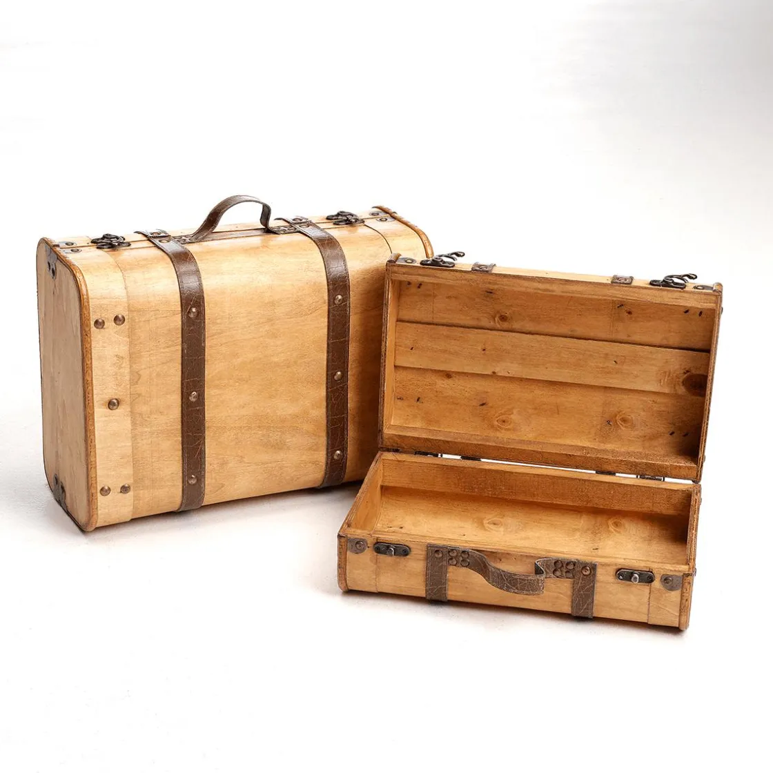 DecoWoerner Expositores Para Tiendas|Decoración Natural>Juego De Maletas Deco 2 Piezas 18 X 29 X 40 Cm Beige