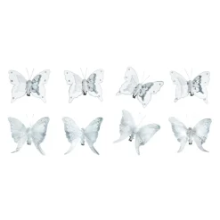 DecoWoerner Decoración De Animales|Decoración Temática>Juego De Mariposas De Plumas De 8 Piezas Blancas Con Clip 8 Cm Ø