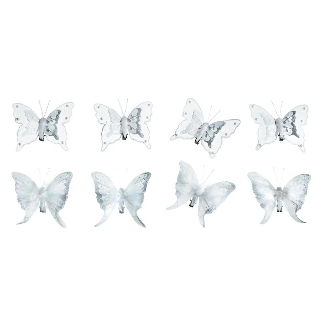 DecoWoerner Decoración De Animales|Decoración Temática>Juego De Mariposas De Plumas De 8 Piezas Blancas Con Clip 8 Cm Ø