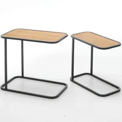 DecoWoerner Expositores Para Tiendas|Macetas Y Artículos De Decoración>Juego De Mesa 2 Piezas Metal Madera De Abeto