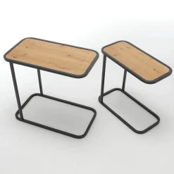 DecoWoerner Expositores Para Tiendas|Macetas Y Artículos De Decoración>Juego De Mesa 2 Piezas Metal Madera De Abeto