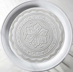 DecoWoerner Expositores Para Tiendas|Macetas Y Artículos De Decoración>Juego De Mesa Auxiliar Blanca Negra Redonda De Metal