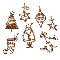 DecoWoerner Figuras De Navidad>Juego De Perchas De Navidad, Superficie De Acero Inoxidable 7 Piezas