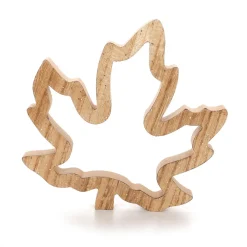 DecoWoerner Decoración Natural|Decoración De Otoño>Juego De Siluetas De Hojas De Arce De Madera Deco 2 Piezas Marrón 17 X 16,5 X 1,8 Cm