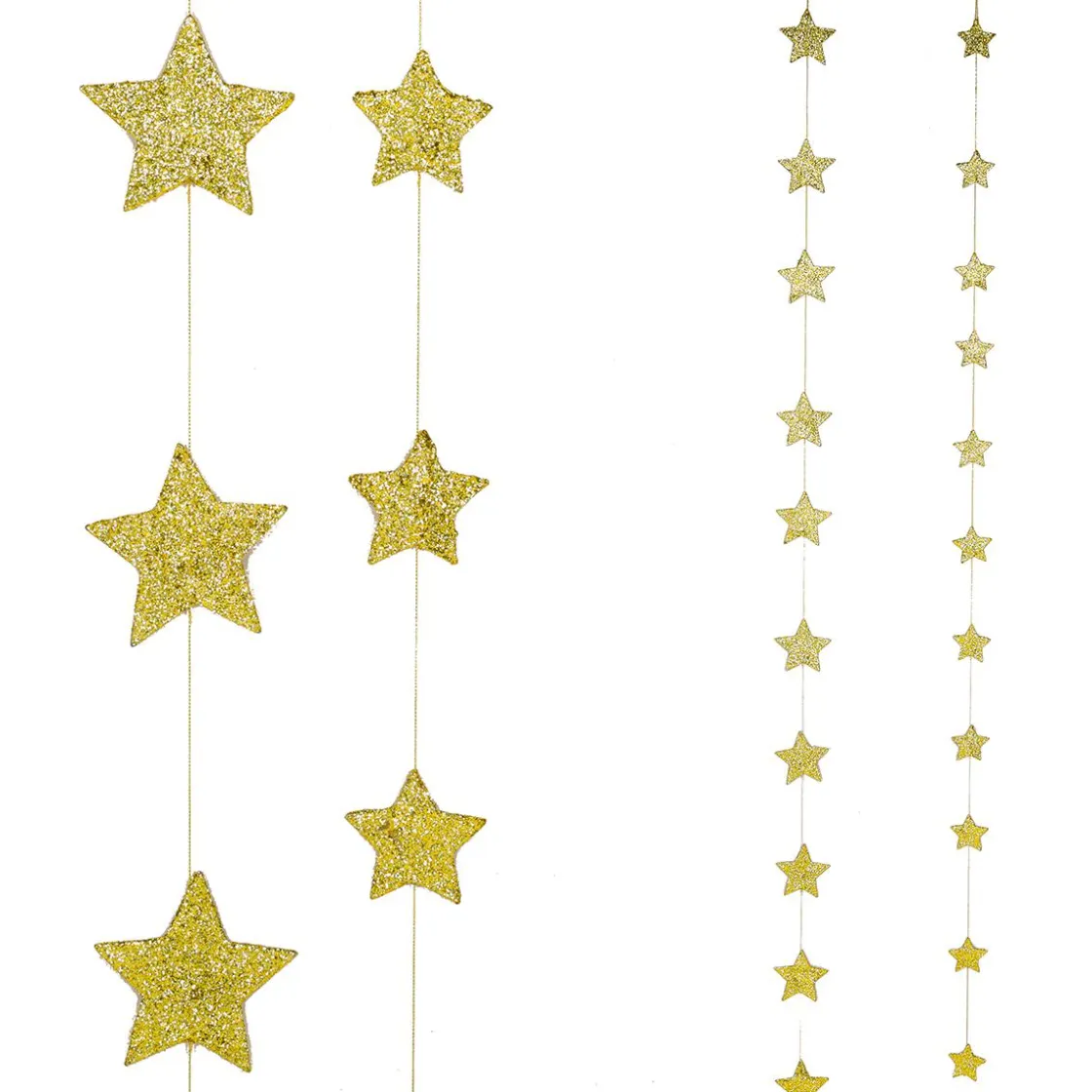 DecoWoerner Estrella De Navidad>Juego Guirnaldas De Estrellas 2D, Oro, 2 Uds.