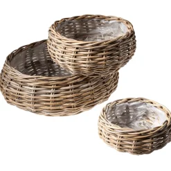 DecoWoerner Macetas Y Artículos De Decoración>La Cesta De La Planta De Ratán Es Redonda