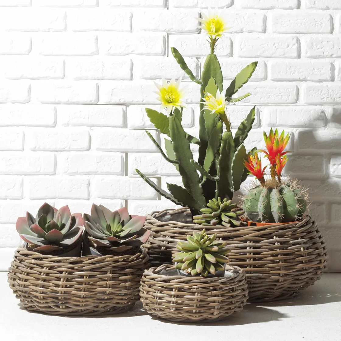 DecoWoerner Macetas Y Artículos De Decoración>La Cesta De La Planta De Ratán Es Redonda