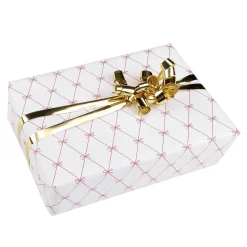 DecoWoerner Papel De Regalo>Lazos De Papel De Regalo Blanco / Rojo, 70 Cm De Ancho, Rollo De 40 M