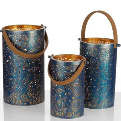 DecoWoerner Luz Decorativa|Decoración Temática>Linternas Redondas De Metal 3 Piezas Oro