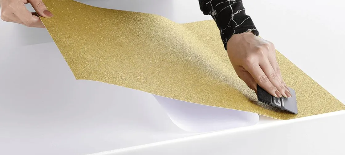DecoWoerner Láminas Y Películas Decorativas>Lámina Adhesiva De Purpurina Dorada 50 Cm X 5 M Rollo