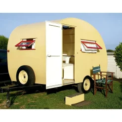 DecoWoerner Pancartas Temáticas>Lona XXL "Caravana Retro Amarilla" De Lona De Camión Ignífuga 250 X 330 Cm