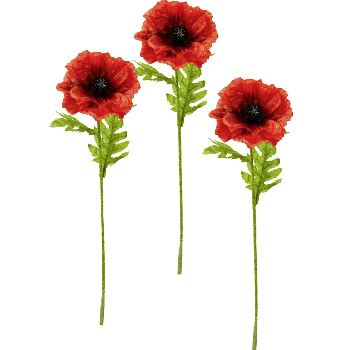 DecoWoerner Decoración De Otoño|Flores Artificiales>Lote De 3 Flores Artificiales De Amapola En