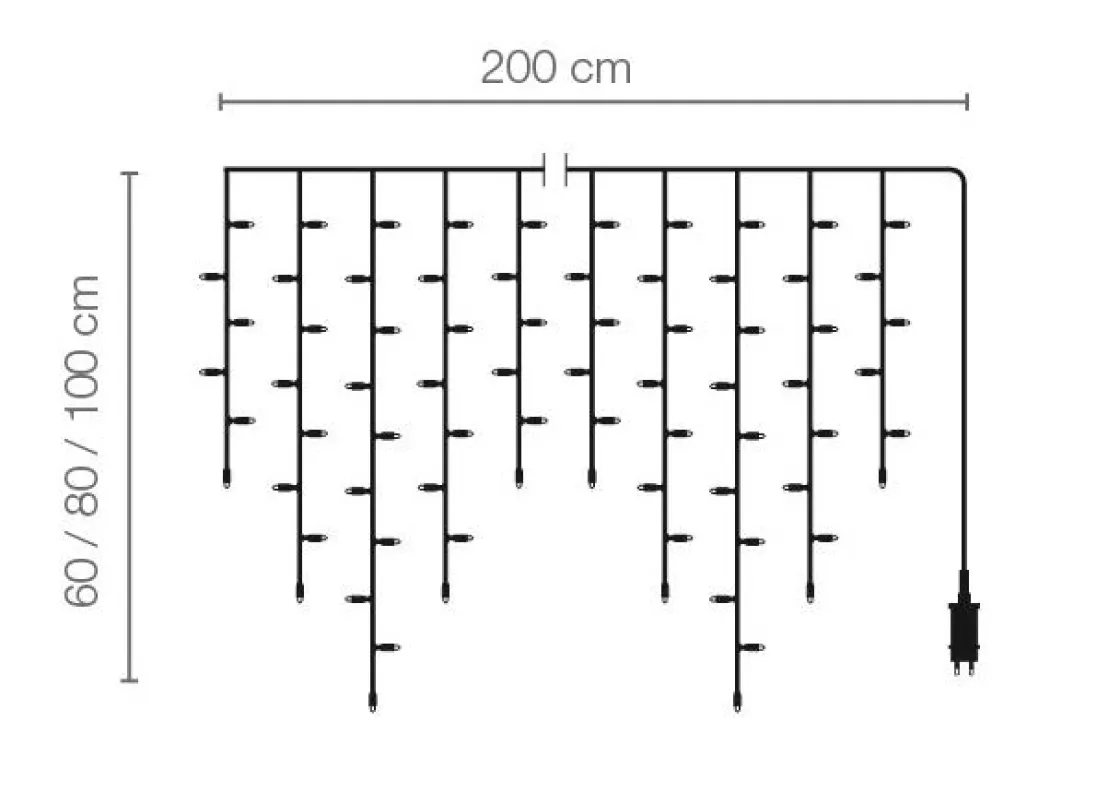 DecoWoerner Luces De Navidad>Luz Icicle Light LED 24 V Para Exteriores, 152 LED, 200 X 100 Cm