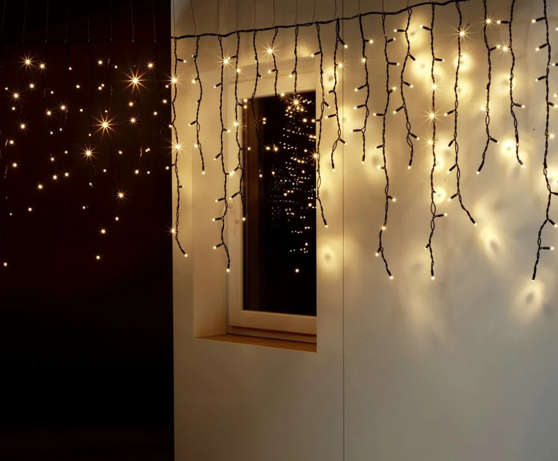 DecoWoerner Luces De Navidad>Luz Icicle Light LED Para Uso Profesional Sistema IP67, 228 LED, 300 X 100 Cm, Sin Cable
