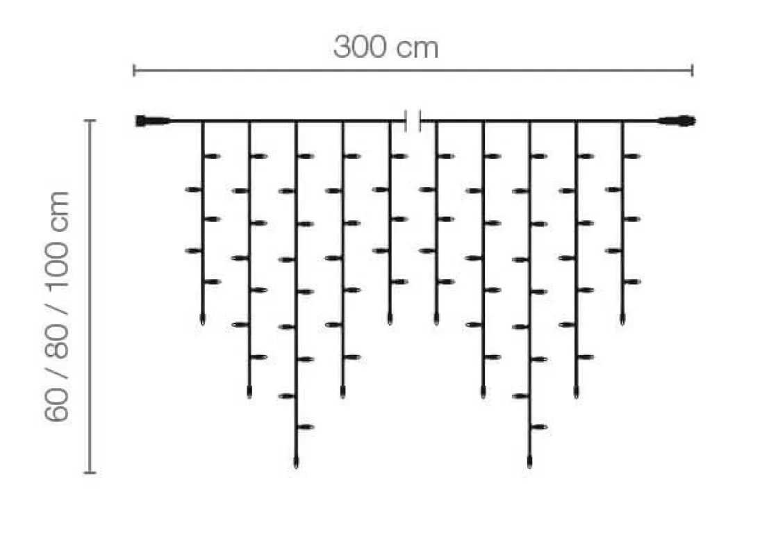 DecoWoerner Luces De Navidad>Luz Icicle Light LED Para Uso Profesional Sistema IP67, 228 LED, 300 X 100 Cm, Sin Cable
