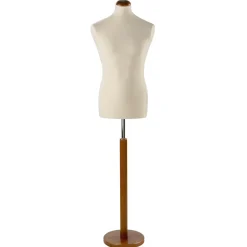 DecoWoerner Bustos De Costura>Maniquí De Costura De Hombre, Busto De 78 Cm, Color Crudo/nuez