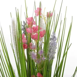 DecoWoerner Hierba Decorativa>Manojo De Césped Artificial Con Flores s 48 Cm