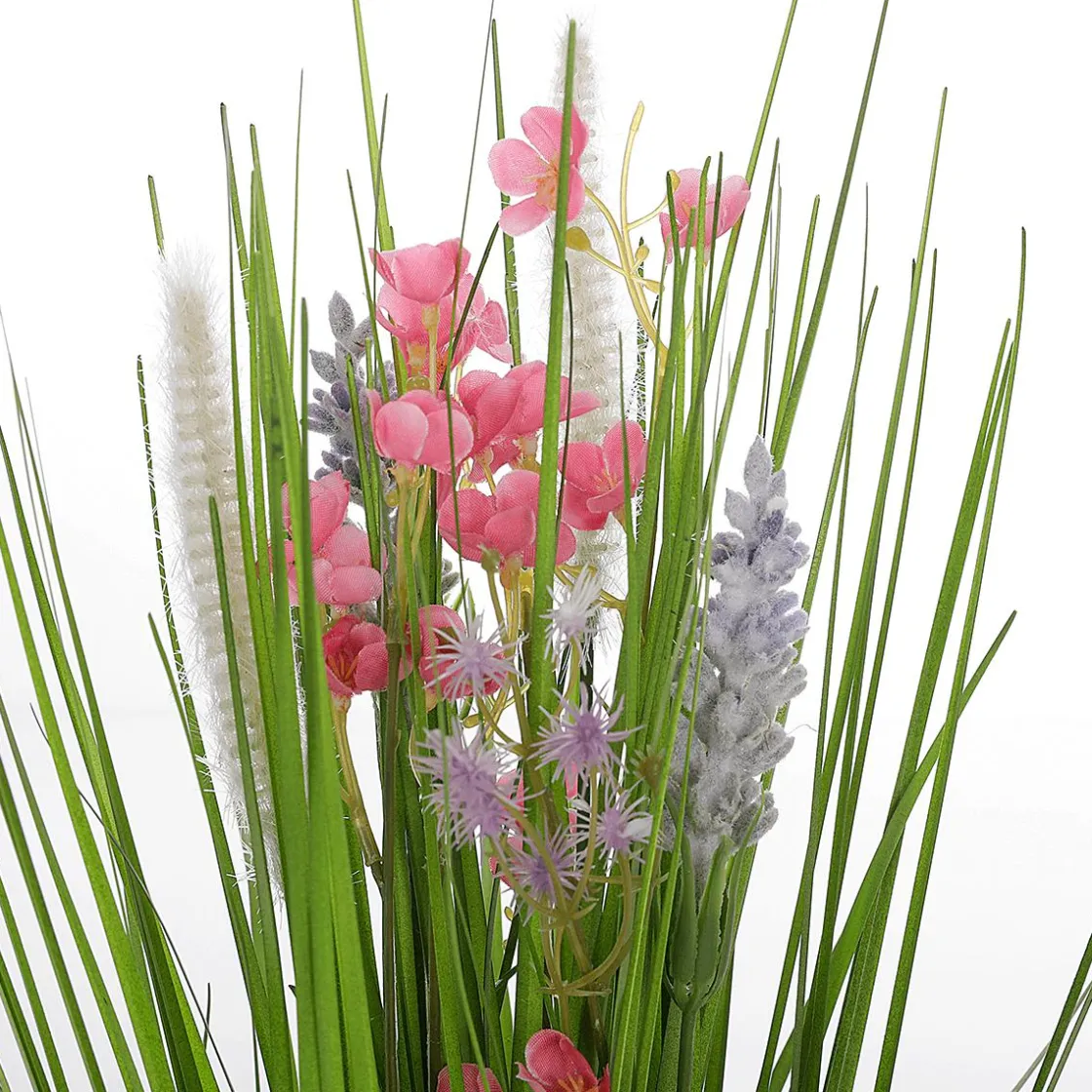 DecoWoerner Hierba Decorativa>Manojo De Césped Artificial Con Flores s 48 Cm