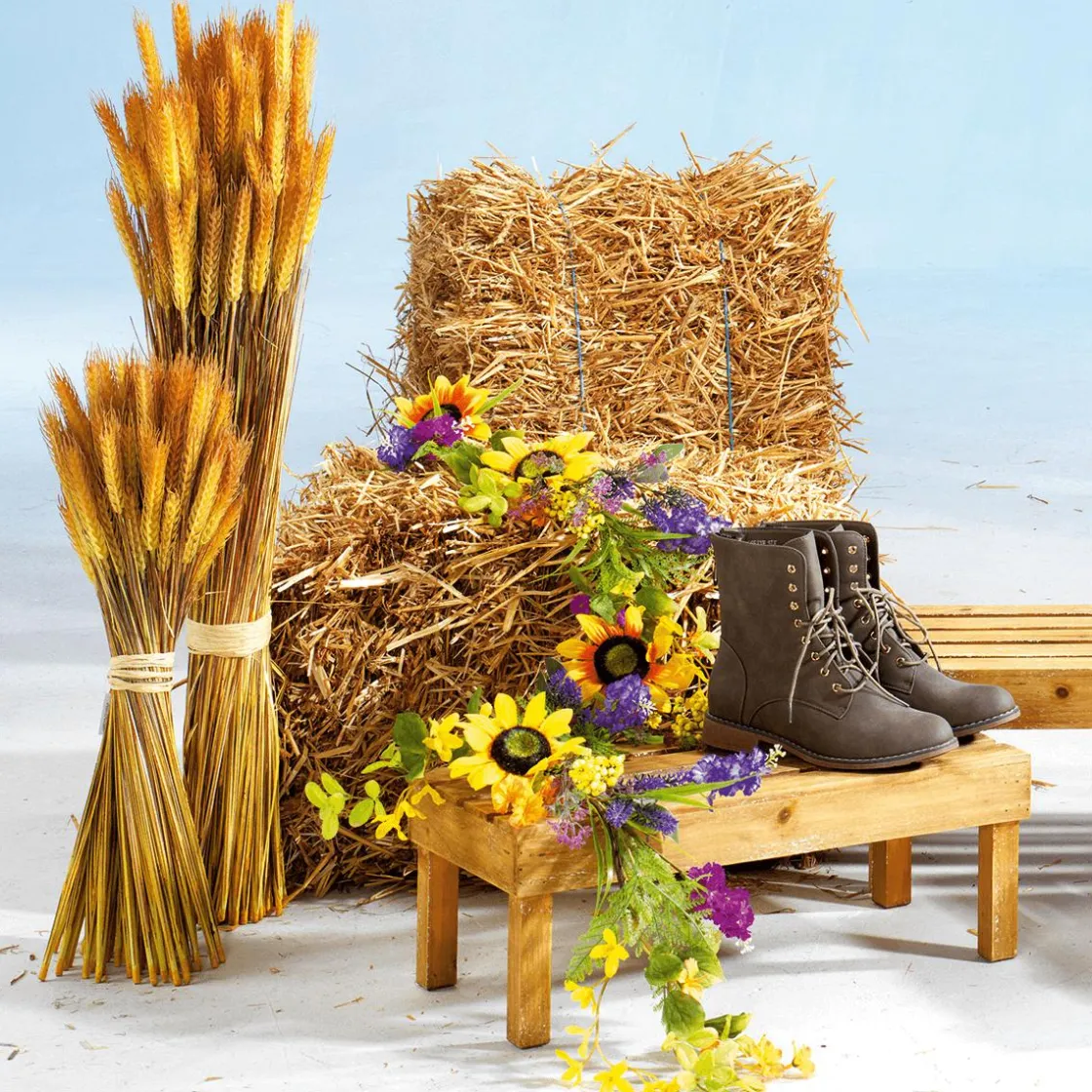 DecoWoerner Decoración De Otoño|Hierba Decorativa>Manojo De Espigas De Trigo Decorativo 90 Cm