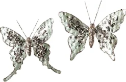 DecoWoerner Decoración De Animales|Decoración De Primavera>Mariposa Con Clip, 16 Cm, 2 Piezas, Salvia