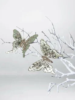 DecoWoerner Decoración De Animales|Decoración De Primavera>Mariposa Con Clip, 16 Cm, 2 Piezas, Salvia