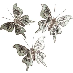 DecoWoerner Decoración De Animales|Decoración De Primavera>Mariposa Con Clip, 13 Cm, 3 Piezas, Salvia