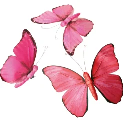 DecoWoerner Decoración De Animales|Decoración De Primavera>Mariposa Decorativa "Flamenco Fucsia", 28 Cm, 3 Piezas