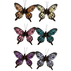 DecoWoerner Decoración De Animales|Decoración De Primavera>Mariposas Decorativas De Colores Con Clip 6 Piezas 9,50 Cm