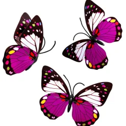 DecoWoerner Decoración De Animales|Decoración De Primavera>Mariposas Decorativas Morado 40 Cm 3 Piezas